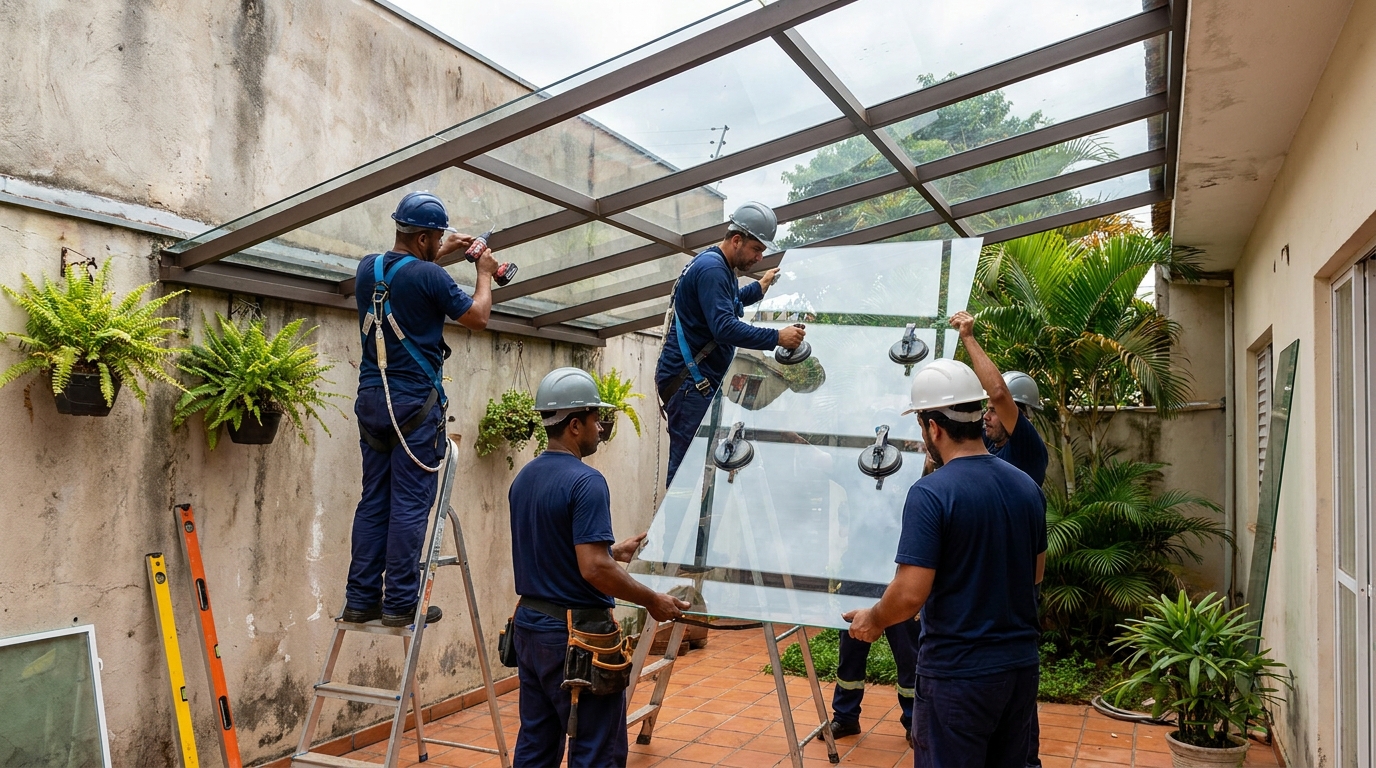 Instalação de cobertura de vidro em Serra-ES