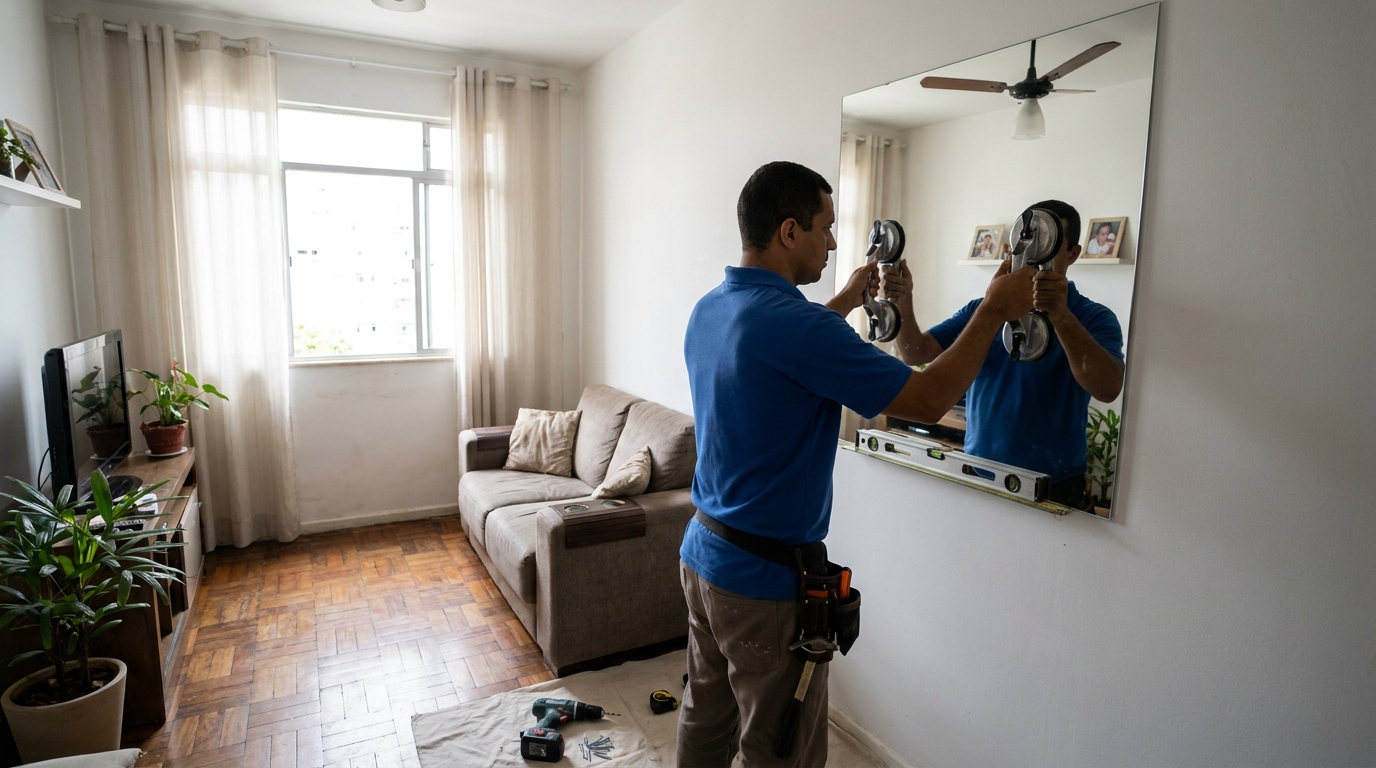 Espelho sob medida com parquet em Serra-ES